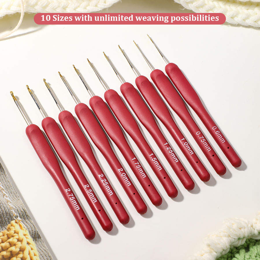 10pcs Red Crochet Set Kit Sili - огляд і ціна Sewing Necessities