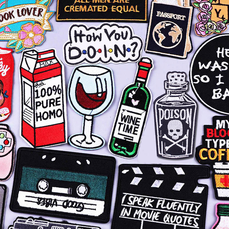 Wine Time Patches On Clothes E - огляд і ціна Velcro Sew On